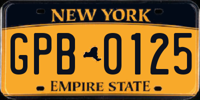 NY license plate GPB0125