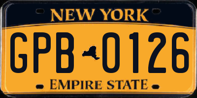 NY license plate GPB0126