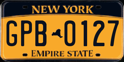 NY license plate GPB0127
