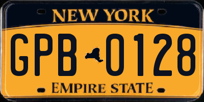 NY license plate GPB0128