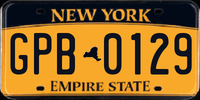 NY license plate GPB0129