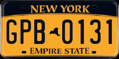 NY license plate GPB0131