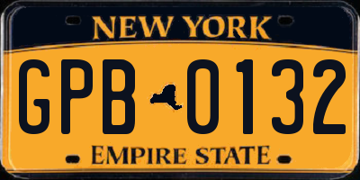 NY license plate GPB0132