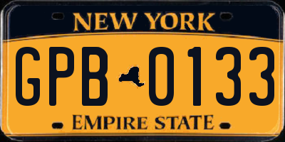 NY license plate GPB0133