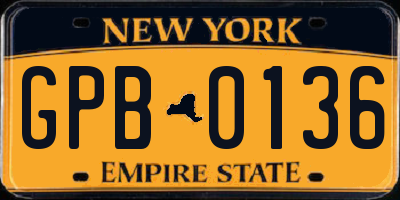 NY license plate GPB0136