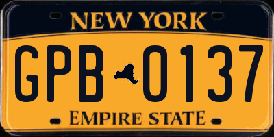 NY license plate GPB0137
