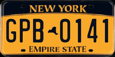 NY license plate GPB0141