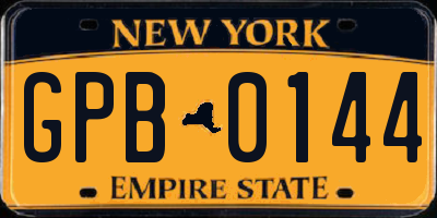 NY license plate GPB0144