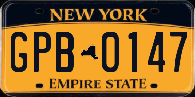 NY license plate GPB0147