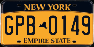 NY license plate GPB0149