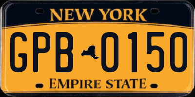 NY license plate GPB0150