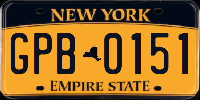 NY license plate GPB0151