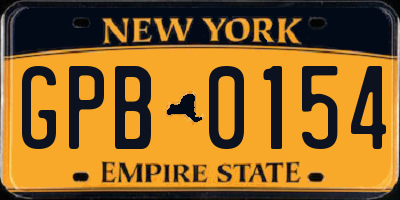 NY license plate GPB0154