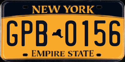 NY license plate GPB0156