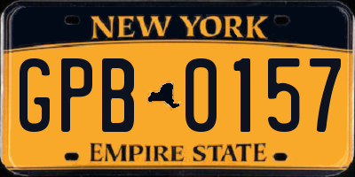 NY license plate GPB0157
