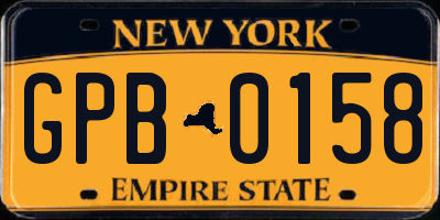 NY license plate GPB0158