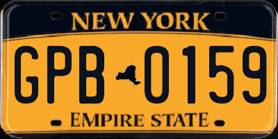 NY license plate GPB0159