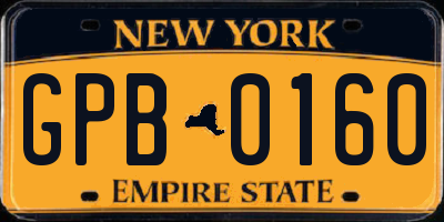 NY license plate GPB0160