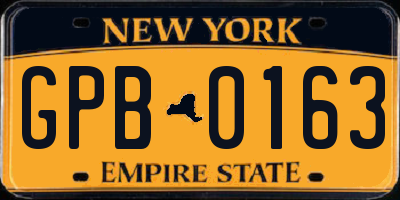 NY license plate GPB0163