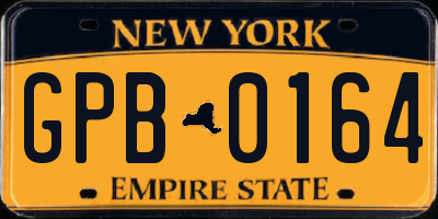 NY license plate GPB0164