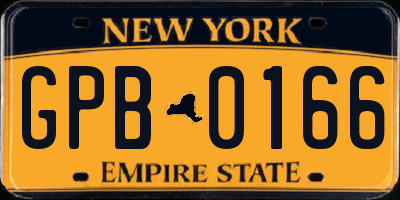 NY license plate GPB0166
