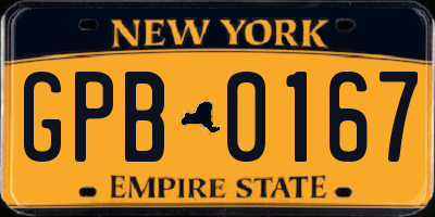 NY license plate GPB0167
