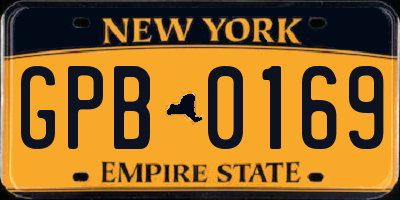 NY license plate GPB0169