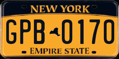 NY license plate GPB0170