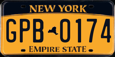 NY license plate GPB0174