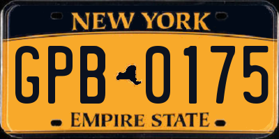 NY license plate GPB0175