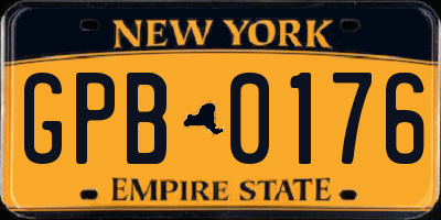 NY license plate GPB0176