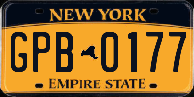NY license plate GPB0177