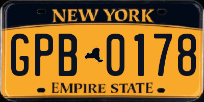 NY license plate GPB0178
