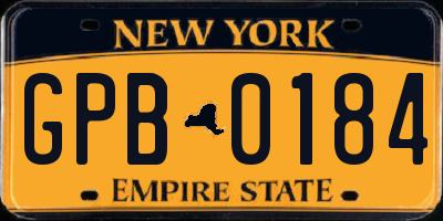 NY license plate GPB0184