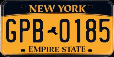 NY license plate GPB0185