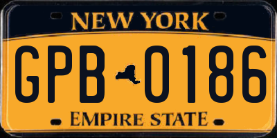NY license plate GPB0186