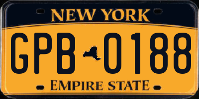 NY license plate GPB0188