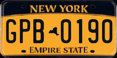 NY license plate GPB0190