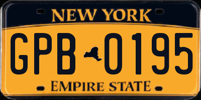 NY license plate GPB0195