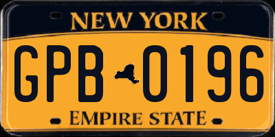 NY license plate GPB0196