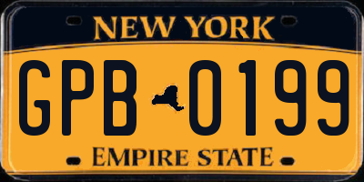NY license plate GPB0199