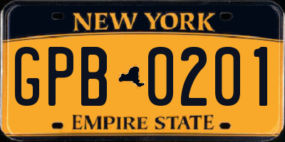 NY license plate GPB0201