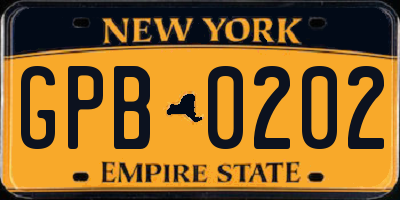 NY license plate GPB0202