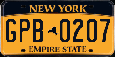NY license plate GPB0207