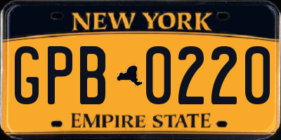 NY license plate GPB0220