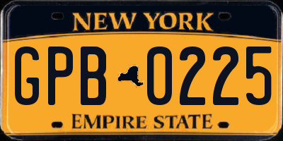 NY license plate GPB0225