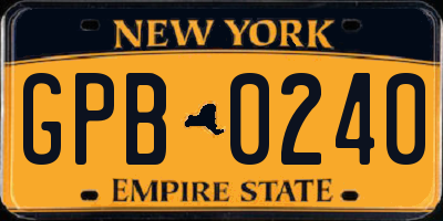 NY license plate GPB0240