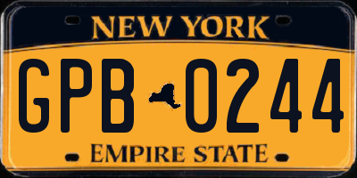 NY license plate GPB0244