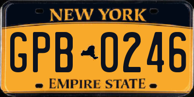 NY license plate GPB0246