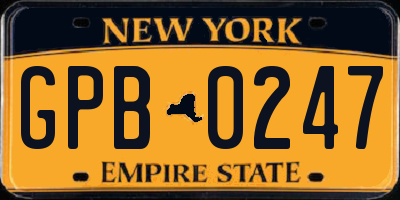 NY license plate GPB0247